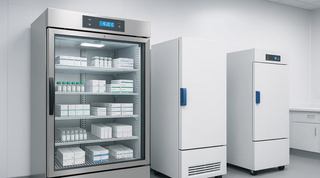In the picture there are medical-freezer, ultra-low-temperature-freezer (or “ULT-freezer”), vaccine-storage-freezer, laboratory-freezer and pharmacy-freezers.