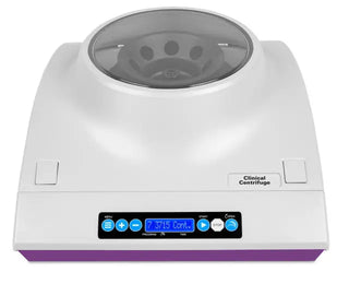 Heathrow Scientific Clinical Benchtop Centrifuge with digital display on a white background