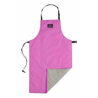 Pink Heathrow Scientific Cryo-Apron® with gray lining on a white background