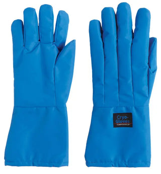 Pair of blueHeathrow Scientific Cryo-Gloves® with a brand label on a white background