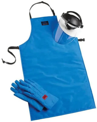 Heathrow Scientific Cryo-Protection® Safety Kit with Cryo-Gloves® (Blue apron, gloves, and protective visor) on a white background