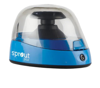 Blue Heathrow Scientific Sprout Mini Centrifuge on a white background