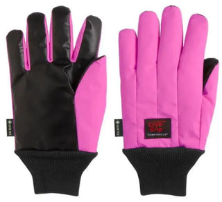 Pair of pink and black Heathrow Scientific Tempshield Waterproof Cryo-Grip® Gloves with visible brand labels on a white background