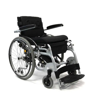 Karman XO-101 Manual Push-Power Assist Standing Wheelchair 16"-18" Arctic Silver