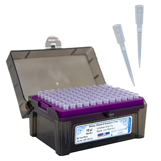 20µL Universal BenchMate Pipette Tips rack with Oxford branding on a white background