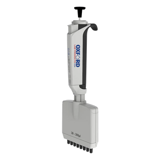 Lab pipette with Oxford Lab Products branding on a white background