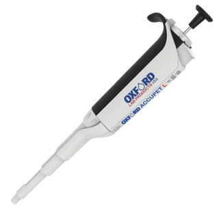 White Accupet Single Channel L Pipette with 'Oxford' branding on a white background