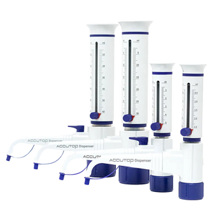Oxford Accutop Bottle Top Dispenser with multiple tubes on a white background