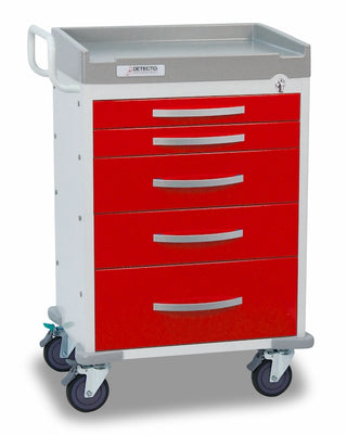Detecto Rescue Series ER Medical Cart – Red, 5/6 Drawers, Standard or Loaded