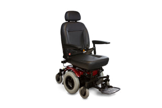 Black power wheelchair on a white background