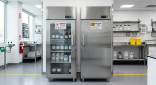 Flammable storage and explosion-proof laboratory refrigerators in a controlled lab storage environment