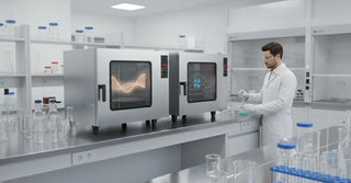 Comparison infographic of a gravity convection oven showing natural rising heat versus a mechanical convection oven showing fan-driven forced airflow.