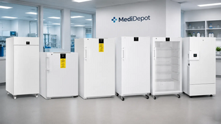 Liebherr laboratory refrigerators and freezers in a professional clinical lab for medical and research cold storage.