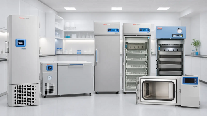 Thermo Scientific ultra-low freezers and medical refrigerators in a professional laboratory