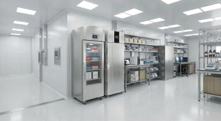 Ultra-low temperature ULT freezer vs standard lab freezer comparison showing cold storage equipment and backup planning concept.
