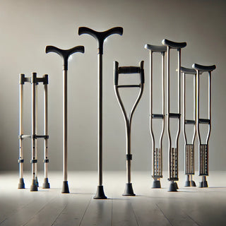 Walking canes and medical crutches including offset, quad, underarm and forearm types