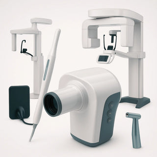 Dental imaging equipment including intraoral camera, panoramic x-ray machine, and CBCT system in modern operatory