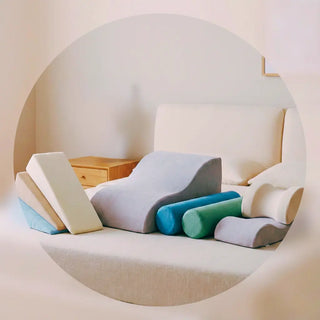 Medical foam positioning wedge and cylindrical bolster roll for physical therapy and patient support
