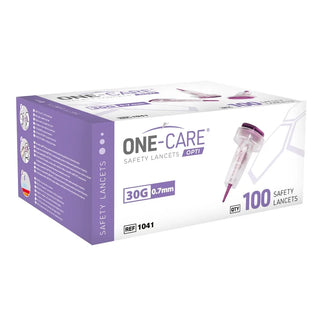MediVena One-Care Opti Safety Lancets Top Button Activated, from 21G to 30G, 100/BX, 20BX/CS
