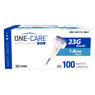 MediVena One-Care Opti Safety Lancets Top Button Activated, from 21G to 30G, 100/BX, 20BX/CS