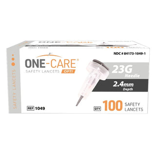 MediVena One-Care Opti Safety Lancets Top Button Activated, from 21G to 30G, 100/BX, 20BX/CS