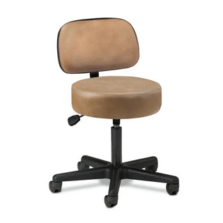 Clinton Industries 2135-21 Black Base 5-Leg Pneumatic Stool with Backrest 