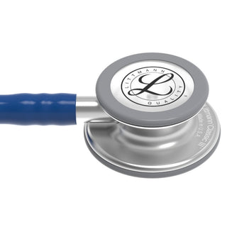 Littmann stethoscope with blue tubing on a white background