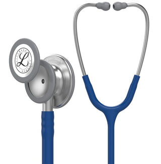 Blue stethoscope with Littmann logo on a white background