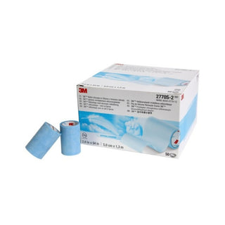 Box of 3M™ Micropore™ S 774190_CS Medical Tape Blue 2 Inch X 1-1/2 Yard Silicone NonSterile with two rolls on a white background