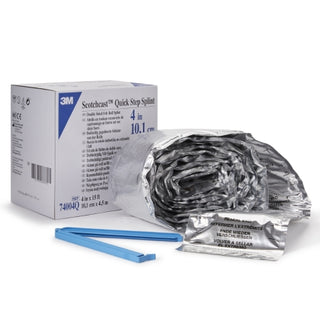 3M™ Scotchcast™ 983391_CS Padded Splint Roll Quick Step Double Sided packaging with splint and tools on a white background