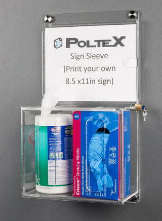 Poltex Deco Wall Mount Locking Sanitizing Station with Sign Sleeve