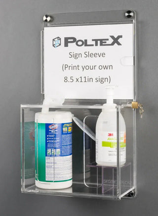 Poltex Deco Wall Mount Locking Sanitizing Station with Sign Sleeve