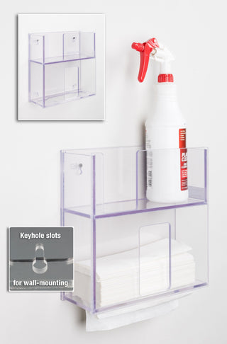 Poltex Spray Bottle, Wipe Cannister, Paper Towel Combo Unit