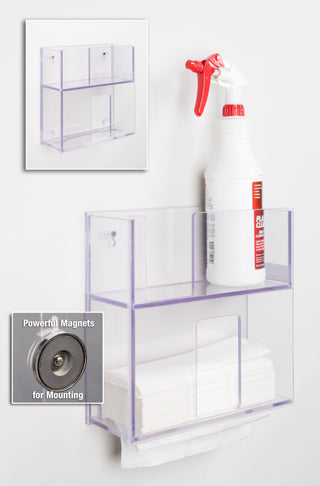 Poltex Spray Bottle, Wipe Cannister, Paper Towel Combo Unit