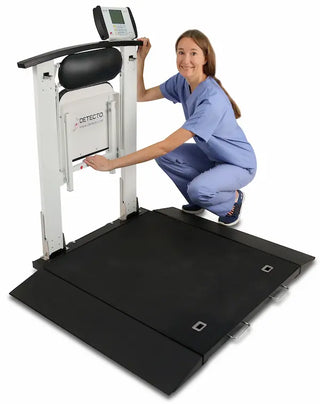 Detecto 6570 Series, Portable Wheelchair Scale – Digital, Folding Column & Seat, 1000 lb / 450 kg