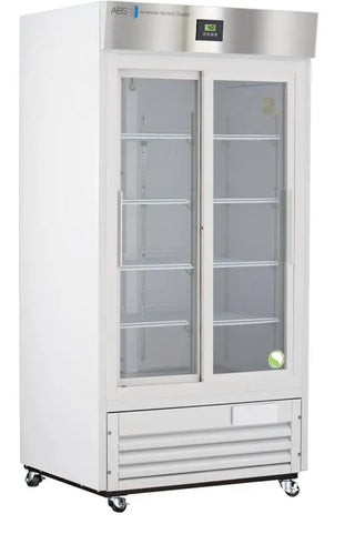 ABS ABT-HC-LP-33 Premier Laboratory Refrigerator with glass doors on a white background