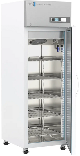 ABS ABT-HC-PLF-23 26.875" Upright Laboratory Freezer with glass door on a white background