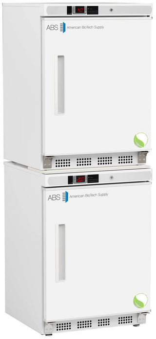 ABS ABT-HC-RFC9 23.75" Upright Refrigerator/Freezer with ABS American Biotech Services branding on a white background.