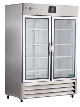 Commercial ABS ABT-HC-SSP-49G 54" Premier Upright Laboratory Refrigerator with glass doors on a white background