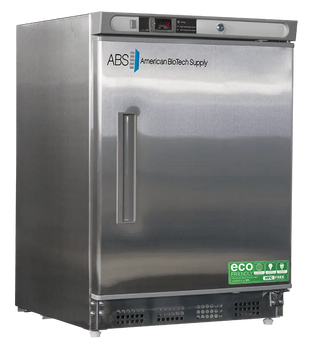 ABS ABT-HC-UCBI-0404SS 23.75" Premier Undercounter Refrigerator with American BioTech Supply logo on a white background