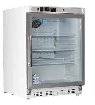 ABS CRT-ABT-HC-UCBI-0404G 23.75" Undercounter Controlled Room Temperature Cabinet with glass door on a white background