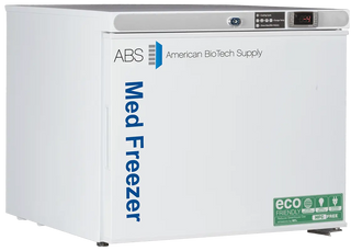 ABS Countertop Pharmaceutical Freezer PH-ABT-HC-UCFS-0120 with eco-friendly label on a white background