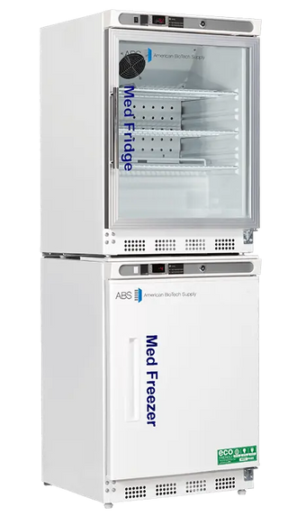 ABS PH-ABT-HC-RFC9G 23.75" Upright Pharmacy Refrigerator/Freezer with 'MedFridge' branding on a white background