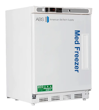 ABS PH-ABT-HC-UCBI-0420-LH 23.75" Undercounter Pharmacy/Vaccine Freezer with ABS American Biotech Supply branding on a white background