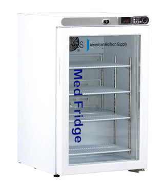 ABS PH-ABT-HC-UCFS-0204G Undercounter Pharmaceutical Refrigerator with 'American BioTech Supply' branding on a white background