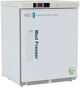 ABS PH-ABT-NSF-UCBI-0420-ADA 23.75" Undercounter Vaccine Freezerr with ABS American Biotech Supply branding on a white background