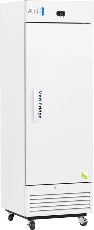 ABS PH-ABT-VS-S16S 25″ Upright Pharmacy Refrigerator with 'ABS' and 'Med Fridge' branding on a white background
