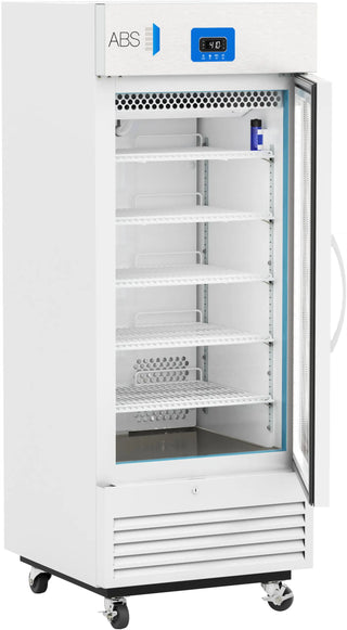 ABS Premier Upright Pharmacy Refrigerator PH-ABT-VS-12G with glass door on a white background