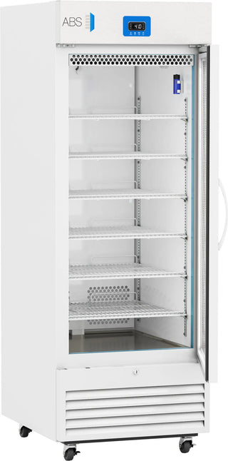 ABS Premier Upright Pharmacy Refrigerator PH-ABT-VS-26G with glass door on a white background