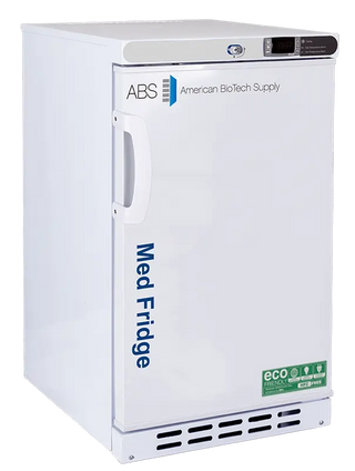 ABS Undercounter Pharmacy/Vaccine Refrigerator PH-ABT-HC-UCBI-0204 with 'American Biotech Supply' branding on a white background